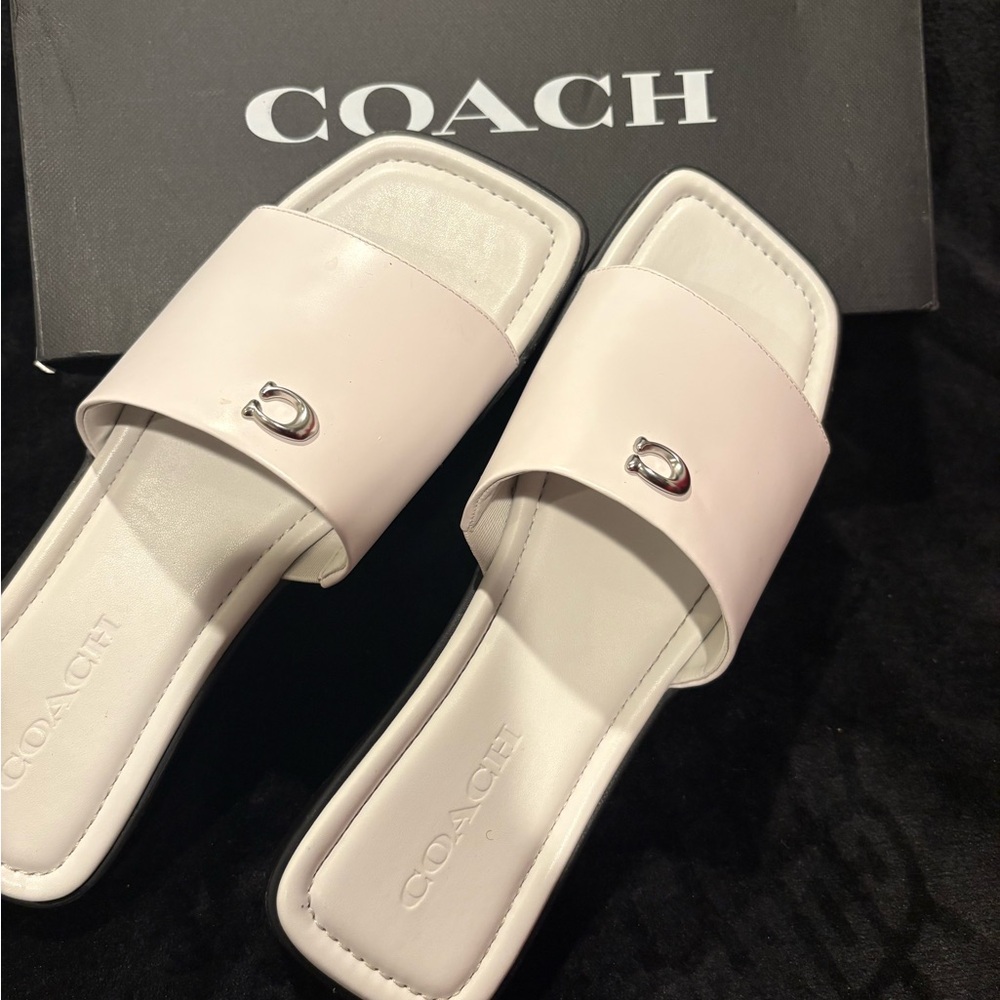 Coach Women's White Slide Sandals - Picture 4 of 4